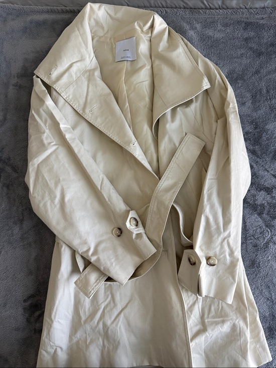 Mango Jackets & Blazers - Mango Light Cream Trench Coat - Classic Women’s Belted Jacket
